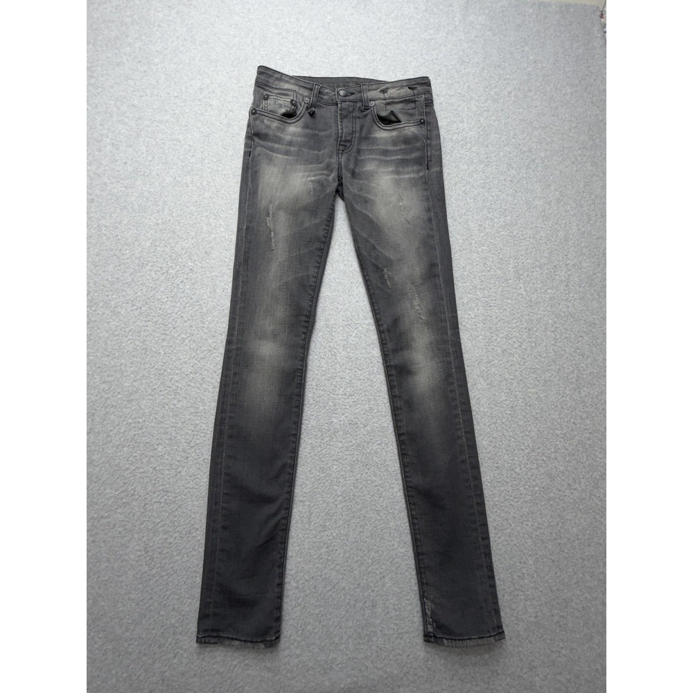 R13 Jeans Womens 24 Gray Black Skinny Made in Italy Distressed R13WM0002-37